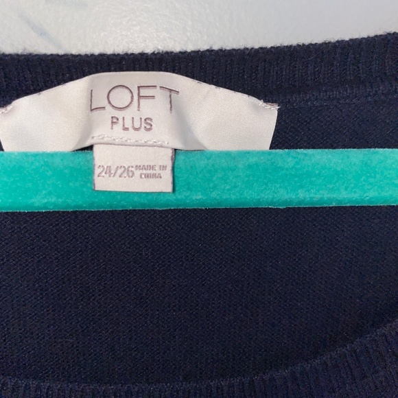 EUC Loft Striped Crossover Back Mixed Media Sweater Tee Size 4X - Picture 3 of 8